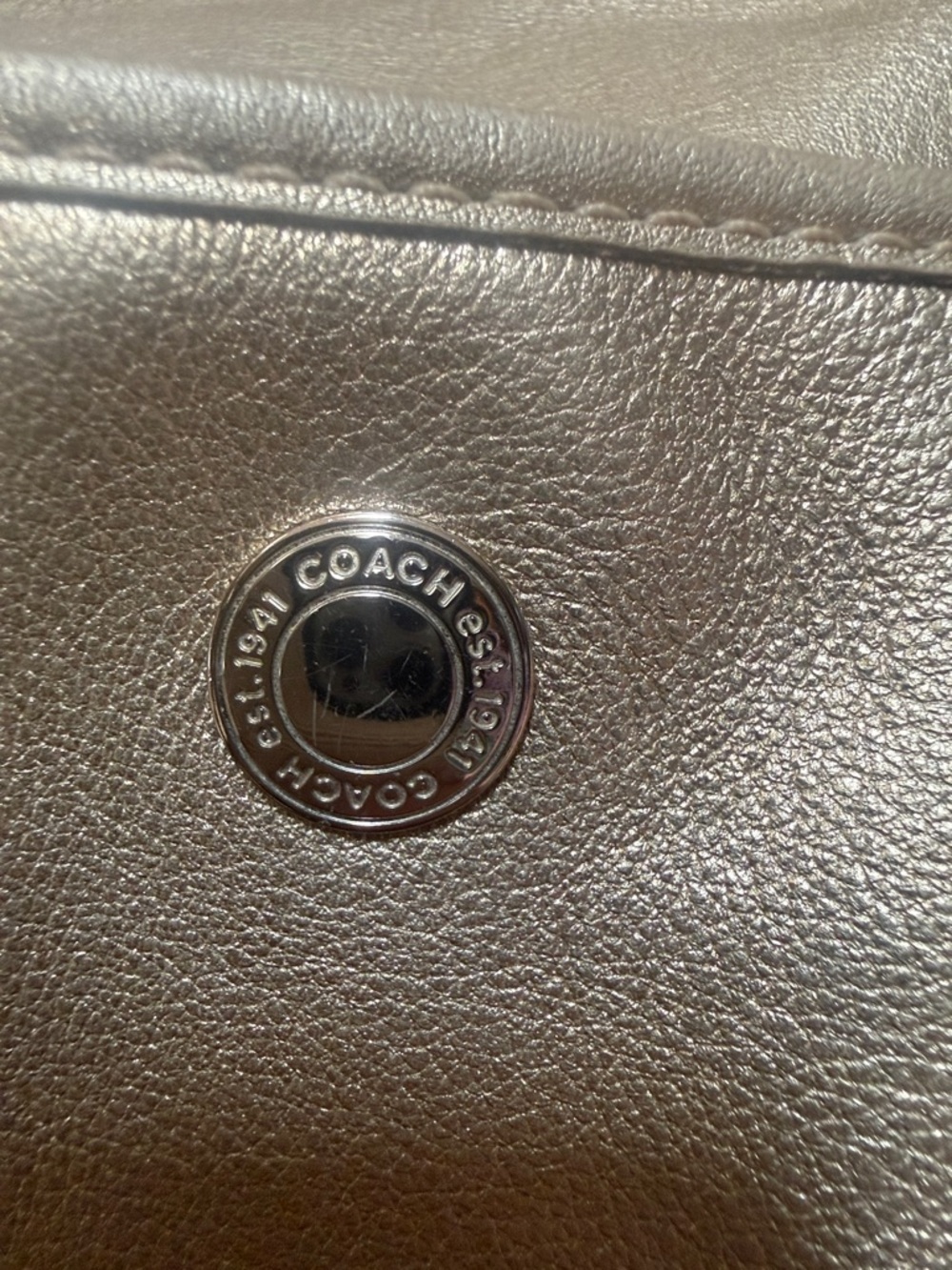 Coach Metallic Pewter Leather Shoulder Bag - Picture 4 of 7